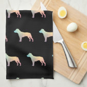 ピットブルドッグブリードシルエットジオメトリックパステル キッチンタオル (四つ折り)