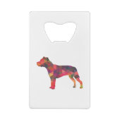 ピットブルドッグブリードシルエットジオメトリック数々のス クレジットカード栓抜き (裏面)
