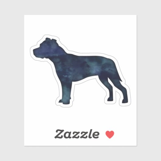 ピットブルドッグブリードシルエットブラックウォーター色 シール (シート)