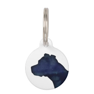 ピットブルドッグブリードシルエットブラックウォーター色 ペット　ネームタグ