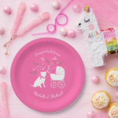 ピットブルドッグベビーシャワーピンクガールピットブル ペーパープレート (パーティー)