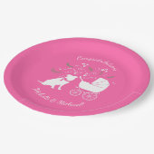 ピットブルドッグベビーシャワーピンクガールピットブル ペーパープレート (アングル)