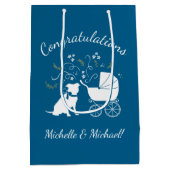 ピットブルドッグベビーシャワーブルーボーイピットブル ミディアムペーパーバッグ (裏面)