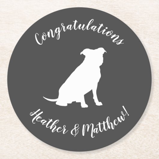 ピットブルドッグベビーピットブルシャワー男女兼用 ラウンドペーパーコースター (正面)