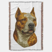 ピットブルドッグポートレート スローブランケット (正面縦)