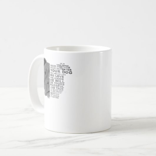 ピットブルドッグ彼はあなたのパートナーあなたの行うあなたの友人 コーヒーマグカップ (正面左)