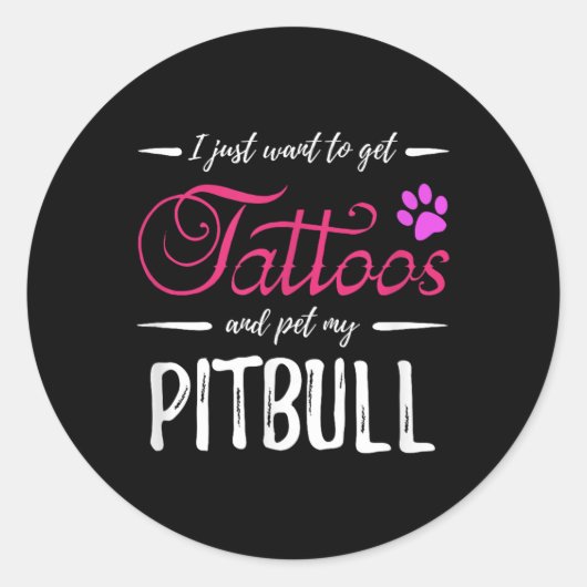 ピットブルドッグ恋人タトゥーシャツおもしろい犬ママのプレゼント ラウンドシール (正面)