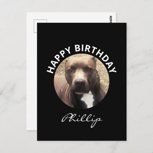 ピットブルドッグ誕生日カスタムの写真 ポストカード (正面/裏面)