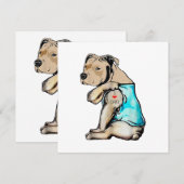 ピットブルドッグIラブパパタトゥーファおもしろいミリ サンキューカード (正面/裏面)