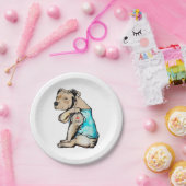 ピットブルドッグIラブパパタトゥーファおもしろいミリ ペーパープレート (パーティー)