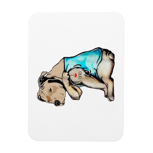 ピットブルドッグIラブパパタトゥーファおもしろいミリ マグネット (縦)