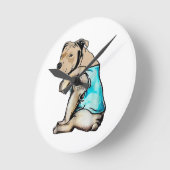 ピットブルドッグIラブパパタトゥーファおもしろいミリ ラウンド壁時計 (傾斜)