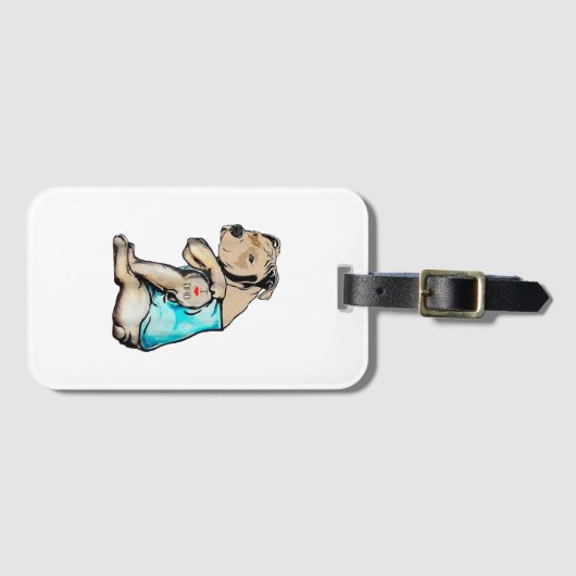 ピットブルドッグIラブパパタトゥーファおもしろいミリ ラゲッジタグ (正面横)