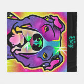 ピットブルドポップ・アートのッグパーソナライズされたアート フリースブランケット (正面(横))