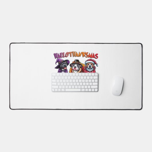 ピットブルハロウィンサンクスギビングクラシッククリスマス デスクマット (キーボード&マウス)