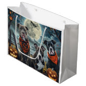 ピットブルハロウィン不気味 ラージペーパーバッグ (正面アングル)