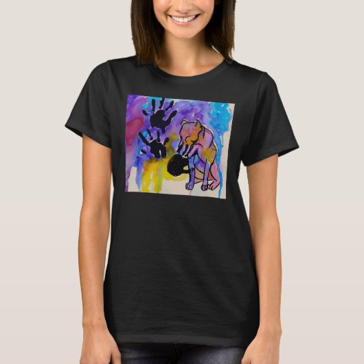 ピットブルハンドプリント Tシャツ (正面)