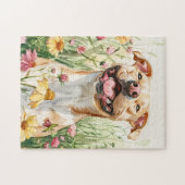 ピットブルパズル - 水彩画の犬の楽しみ ジグソーパズル (横)