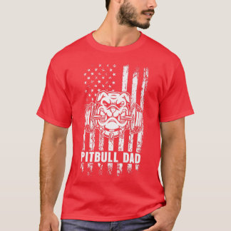 ピットブルパパアメリカンピットブルドッグ米国国旗Jの4th Tシャツ