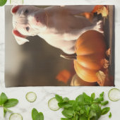 ピットブルパピーオータムデライトカボチャ キッチンタオル (折り畳み)