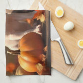 ピットブルパピーオータムデライトカボチャ キッチンタオル (四つ折り)