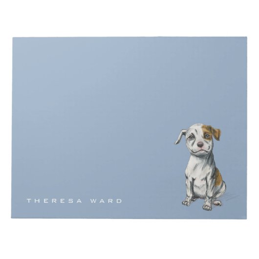 ピットブルパピースケッチスケッチ |名前の追加 ノートパッド (正面)