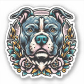 ピットブルビニール防水犬シール シール (正面)