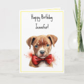 ピットブルピットブルパピードッグ誕生日名 カード (正面)