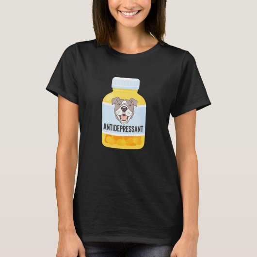 ピットブルピティ抗うつ薬かわいい親犬 Tシャツ (正面)
