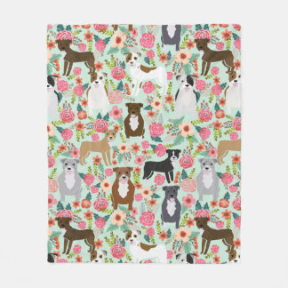 ピットブルフローラ毛布 – 犬の毛布、ピットブル フリースブランケット