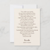 ピットブルブライドル記念詩名前をカスタムする悔やみや弔慰 サンキューカード (裏面)