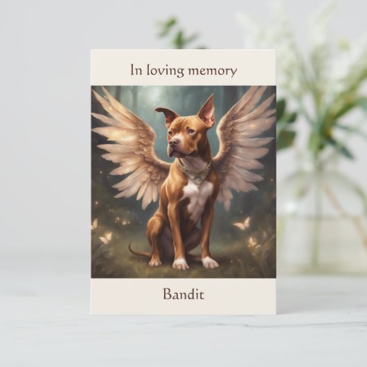 ピットブルブラウンメモリアル詩名前をカスタムする悔やみや弔慰 サンキューカード (スタンド正面)