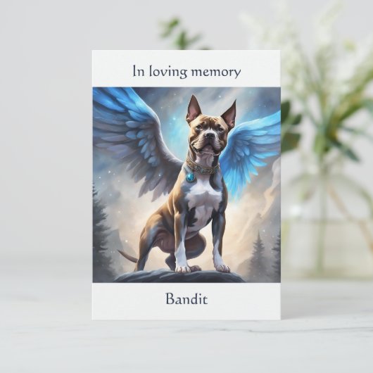 ピットブルブラウンメモリアル詩名前をカスタムする悔やみや弔慰 サンキューカード (スタンド正面)