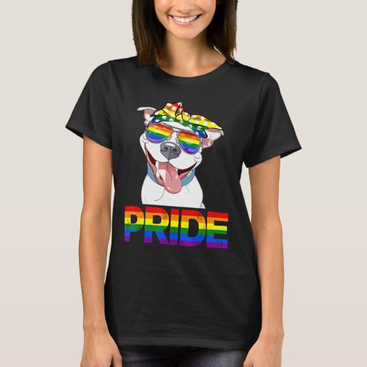 ピットブルプライドlgbtプライドピットブル恋人ゲイレズビアン tシャツ (正面)