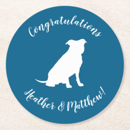 ピットブルベビーシャワードッグピットブルブルーボーイ ラウンドペーパーコースター