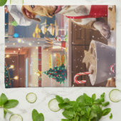 ピットブルホリデーベーキング:フェスティバルクリスマス キッチンタオル (折り畳み)