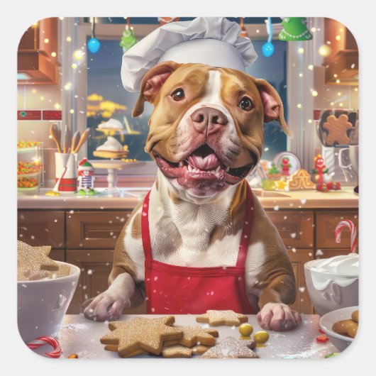 ピットブルホリデーベーキング:フェスティバルクリスマス スクエアシール (正面)