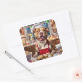 ピットブルホリデーベーキング:フェスティバルクリスマス スクエアシール (封筒)