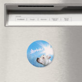 ピットブルホワイトドッグのクリスマスの願い マグネット (インサイチュ (食洗機))