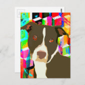 ピットブルポートレートポップ・アートのアート ポストカード (正面/裏面)