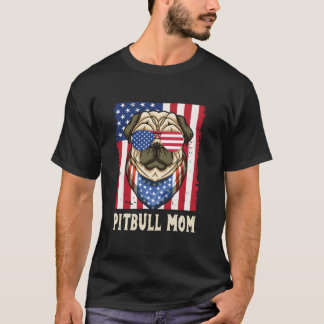 ピットブルママ・愛犬家・アメリカ国旗・4th Tシャツ