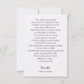 ピットブルメモリアル詩の翼を追加する名前の水色 サンキューカード (裏面)