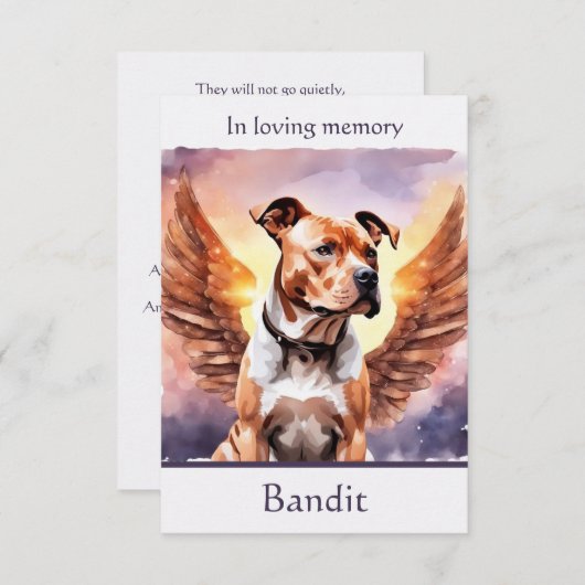 ピットブルメモリアル詩の翼を追加する名前の水色 サンキューカード (正面/裏面)