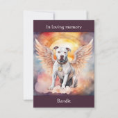 ピットブルメモリアル詩の翼を追加する名前の水色 サンキューカード (正面)