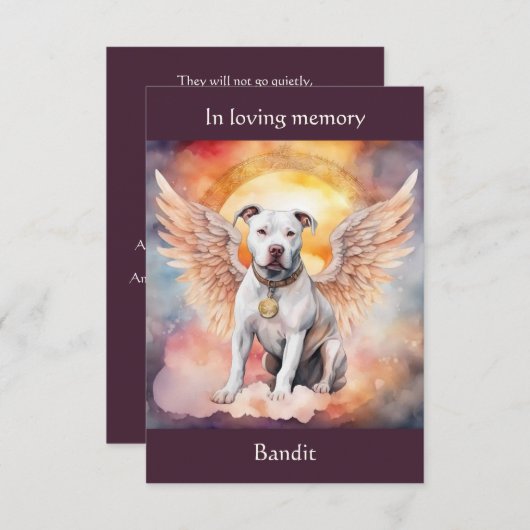 ピットブルメモリアル詩の翼を追加する名前の水色 サンキューカード (正面/裏面)