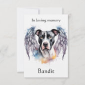 ピットブルメモリアル詩の翼を追加する名前の水色 サンキューカード (正面)