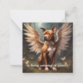 ピットブルメモリアル詩ブラウンウィングス名のギフトを追加 ノートカード (正面)