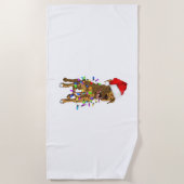 ピットブルメリークリスマスツリーおもしろいライツパジャマP ビーチタオル (正面)