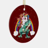 ピットブルユニコーン乗り恐竜Tレックスおもしろいキリスト セラミックオーナメント (右)