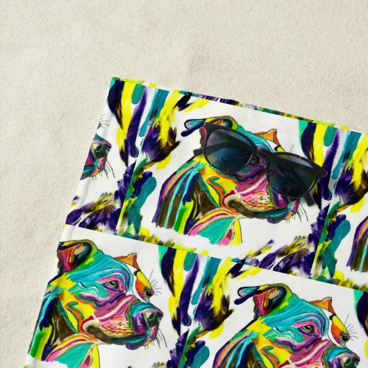 ピットブルラブビーチタオル ビーチタオル (インサイチュ)